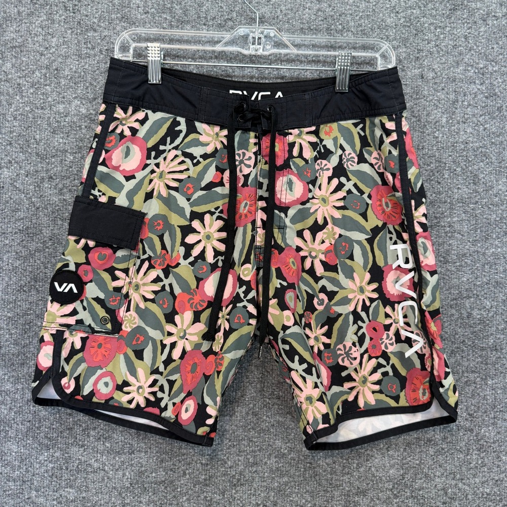 RVCA Board Shorts Mens 29 Multicolor Floral Cargo Pocket Swim Trunks Surf Summer